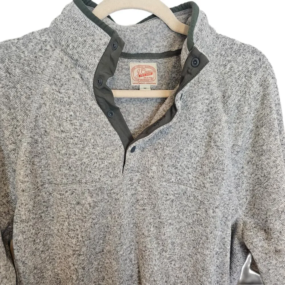 J. Crew Mens Henley Sweater Size M Knit Pullover Cotton Minimalist Preppy Casual